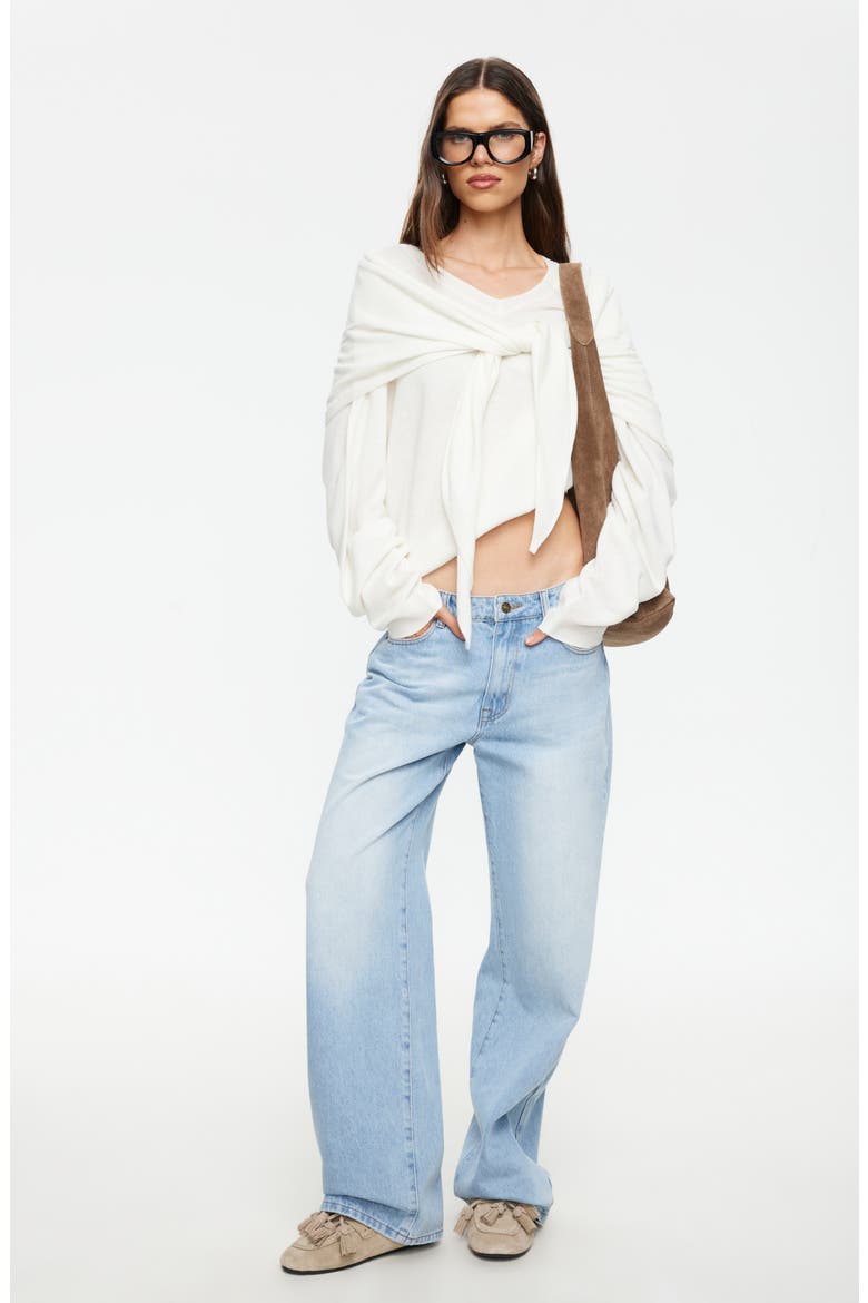 Olsen Wool Blend Long Sleeve Knit T-Shirt, Alternate, color, PORCELAIN