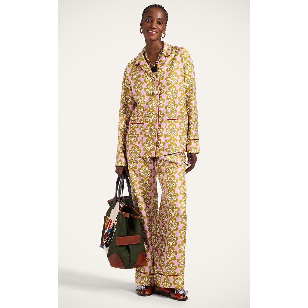 La Doublej Printed Pajama Shirt In Pink