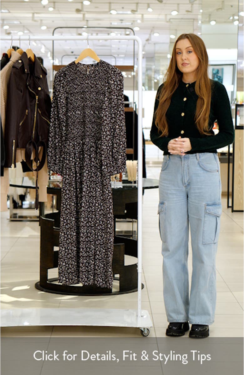 Selena Long Sleeve Smock Bodice Cotton Blend Midi Dress