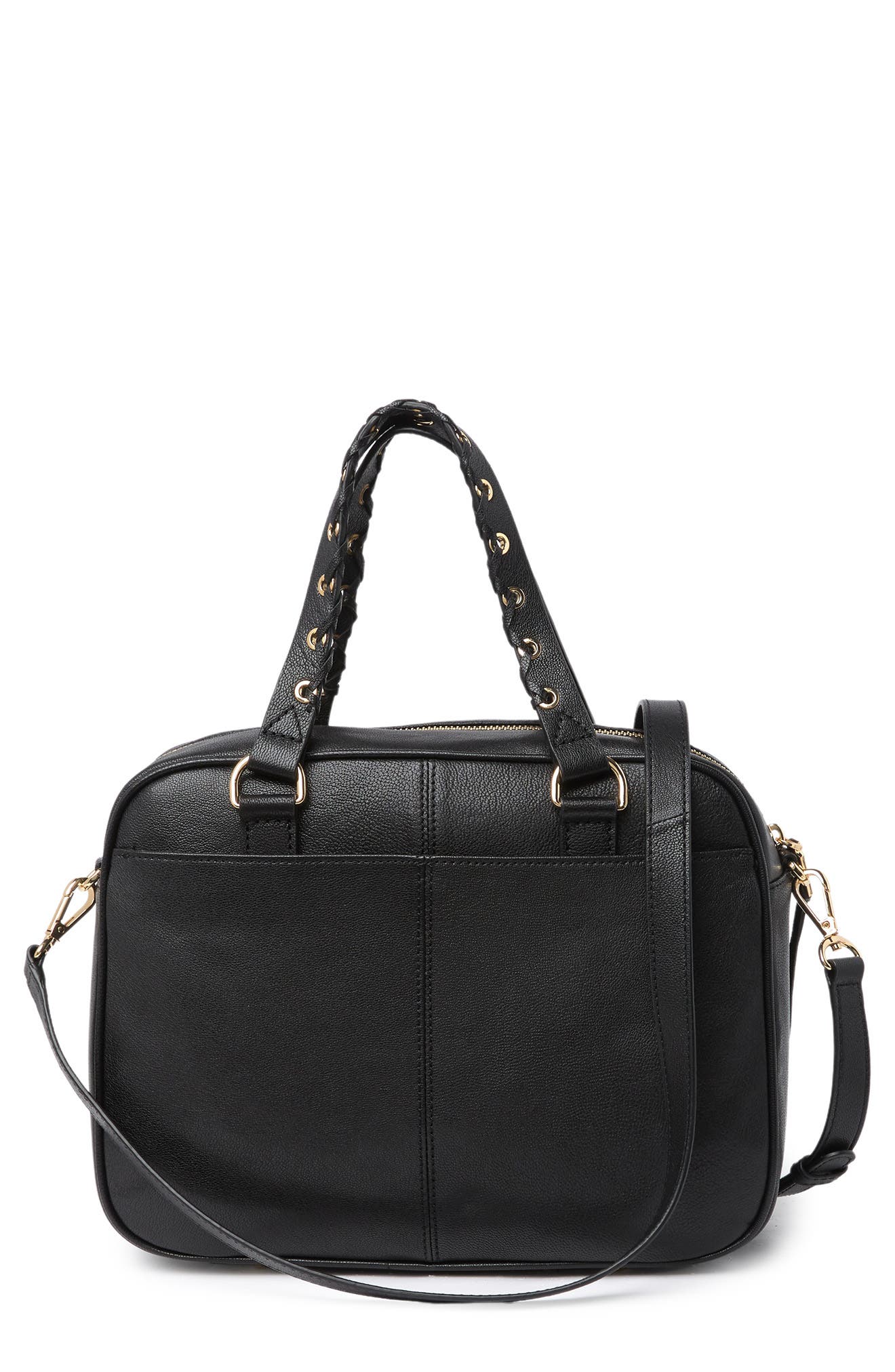 Shanna Leather Satchel, Alternate, color, BLACK