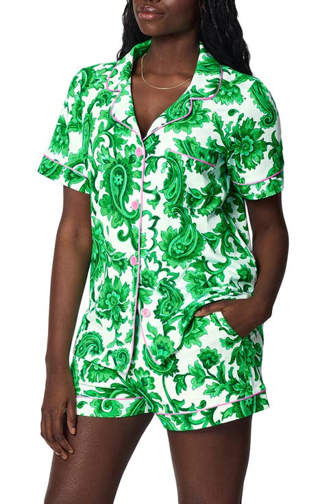 Print Stretch Organic Cotton Short Pajamas (Regular & Plus)
