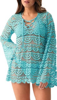 PQ SWIM Noah Bell Sleeve Lace Cover-Up Tunic