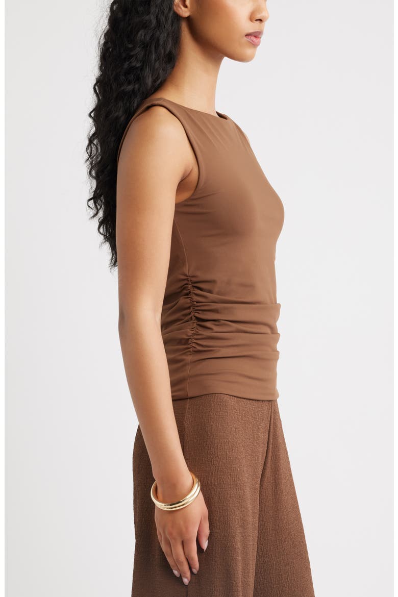Boat Neck Sleeveless Top, Alternate, color, BROWN TERRA