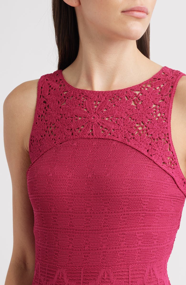 Elie Tahari The Josephine Lace Trim Knit Midi Dress, Alternate, color, 