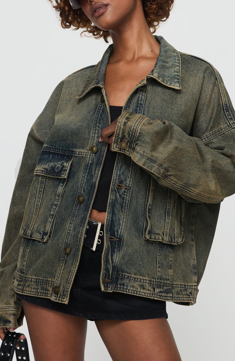 Princess Polly Kier Oversize Denim Jacket, Main, color, 