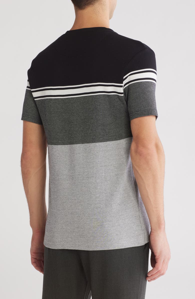 DENIM AND FLOWER Stripe Colorblock T-Shirt, Alternate, color, Black Grey