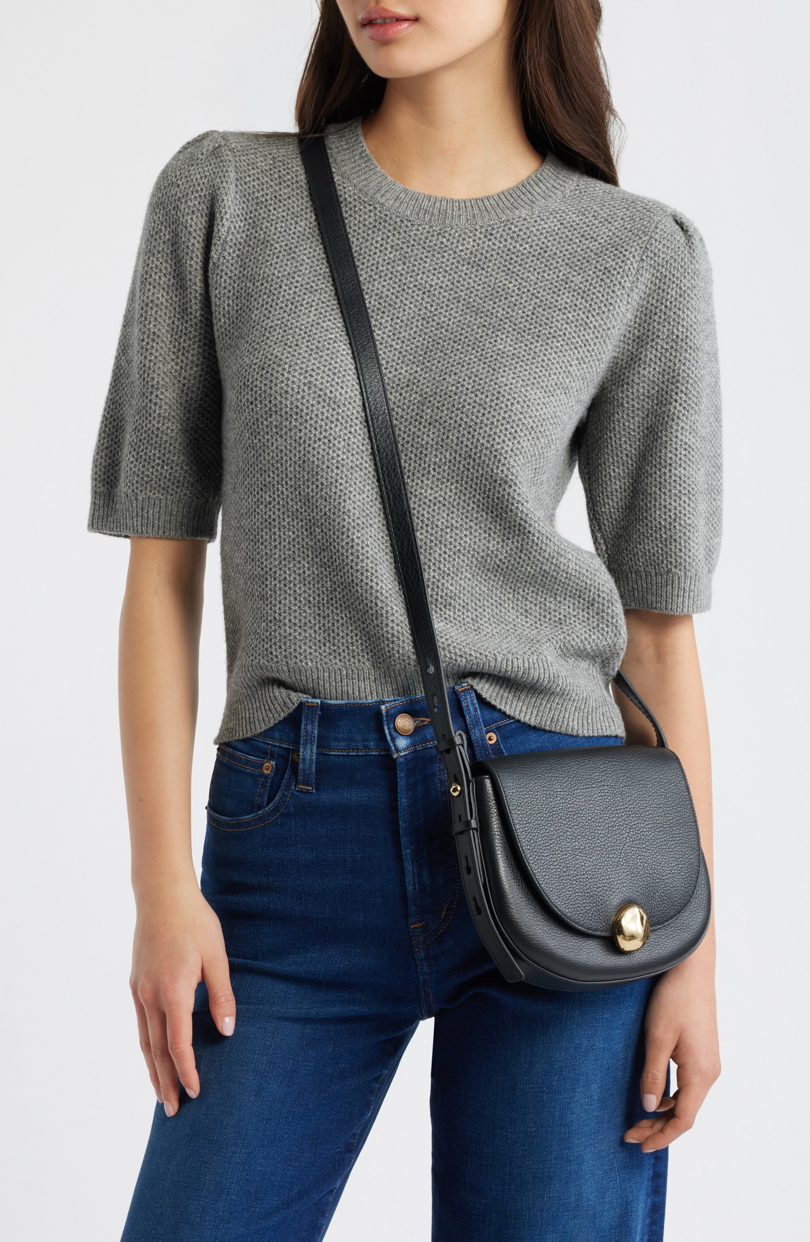 The Dakota Saddle Crossbody Bag, Alternate, color, TRUE BLACK