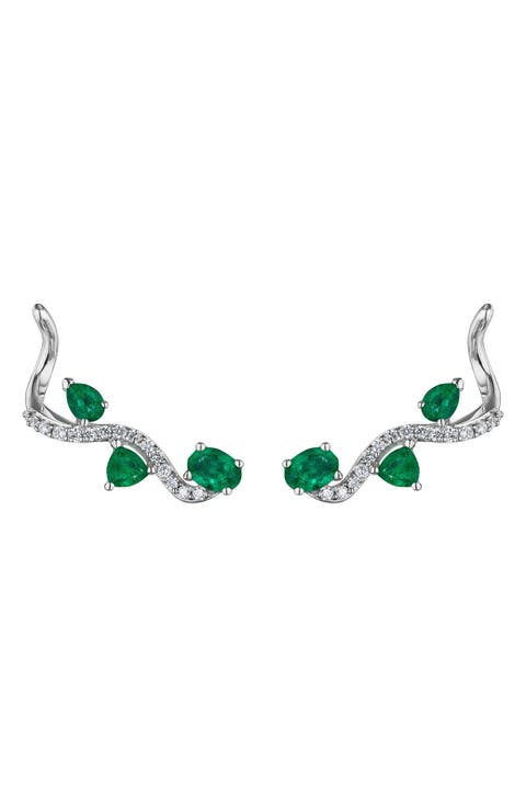 Mirage Emerald & Diamond Ear Crawlers
