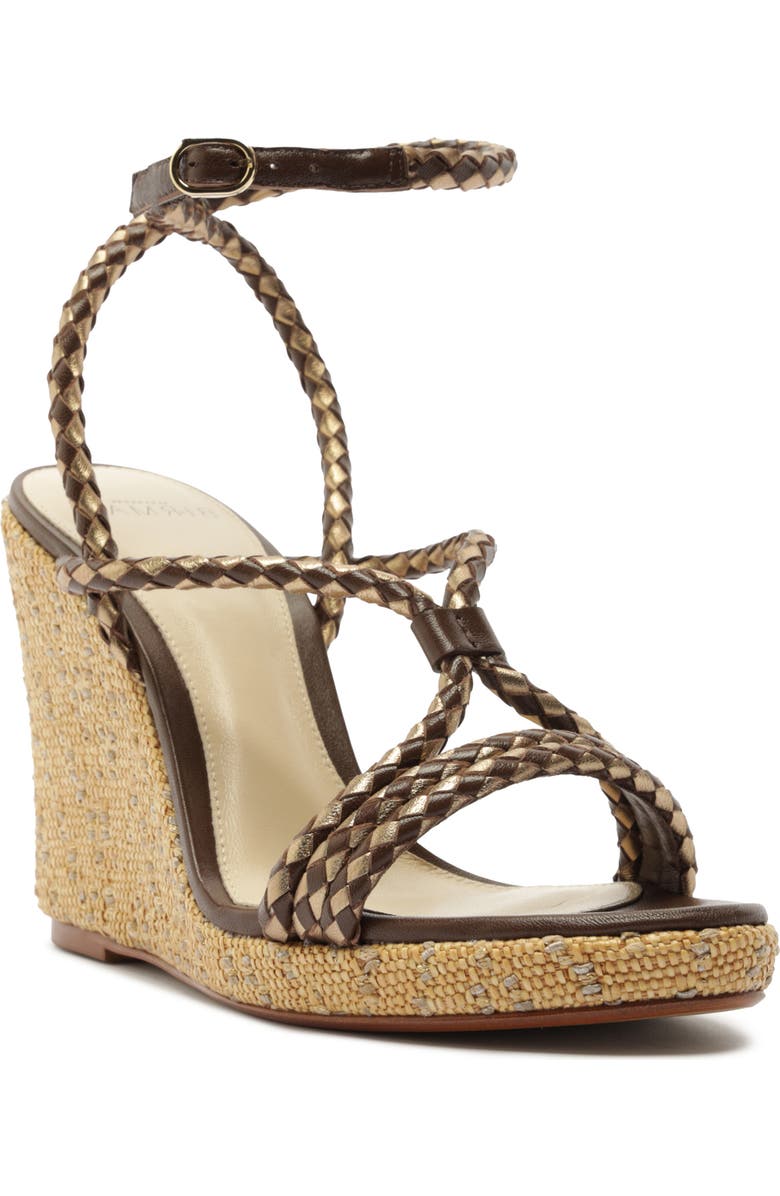 Alexandre Birman Elba Ankle Strap Wedge Sandal, Main, color, Marrone