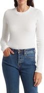 Renee C Long Sleeve Ribbed Crop Top