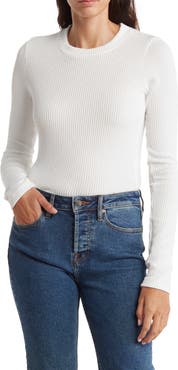 Renee C Long Sleeve Ribbed Crop Top