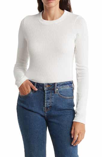 Renee C Long Sleeve Ribbed Crop Top