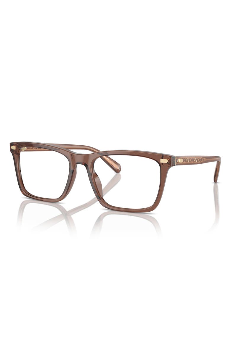 COACH 54mm Square Optical Glasses, Alternate, color, Transparent Pecan / Demo Lens
