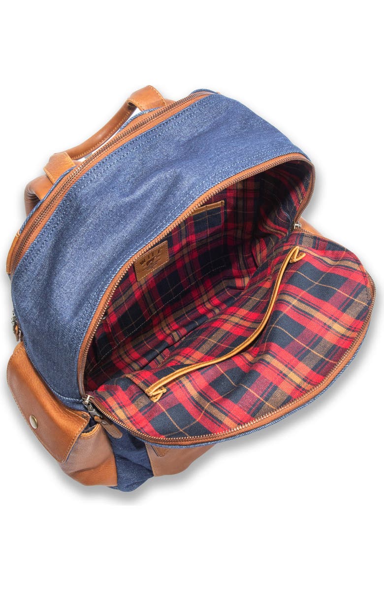 Will Leather Goods Canvas & Leather Backpack, Alternate, color, Blue Denim/ Tan