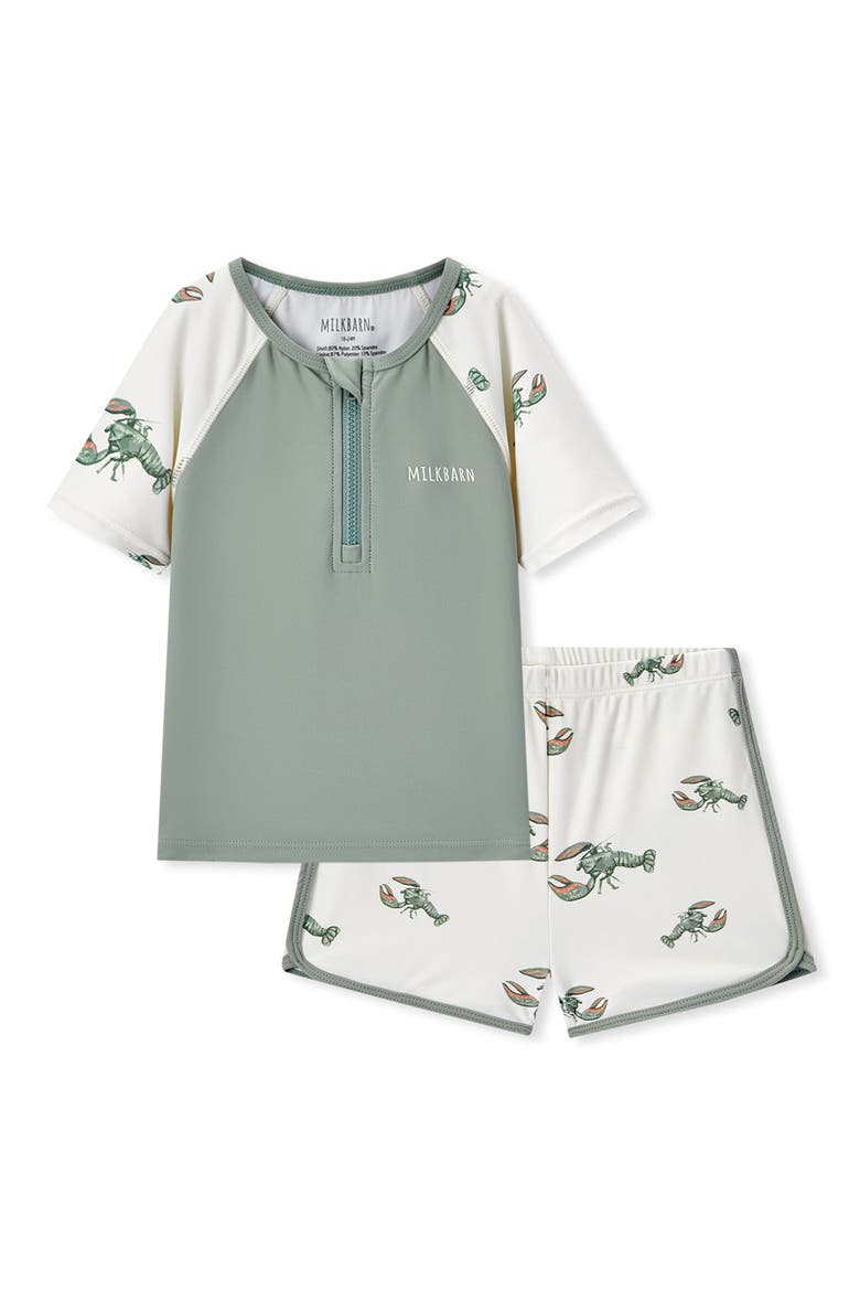 Zipper Top And Swim Trunks, Main, color, Mint Lobster