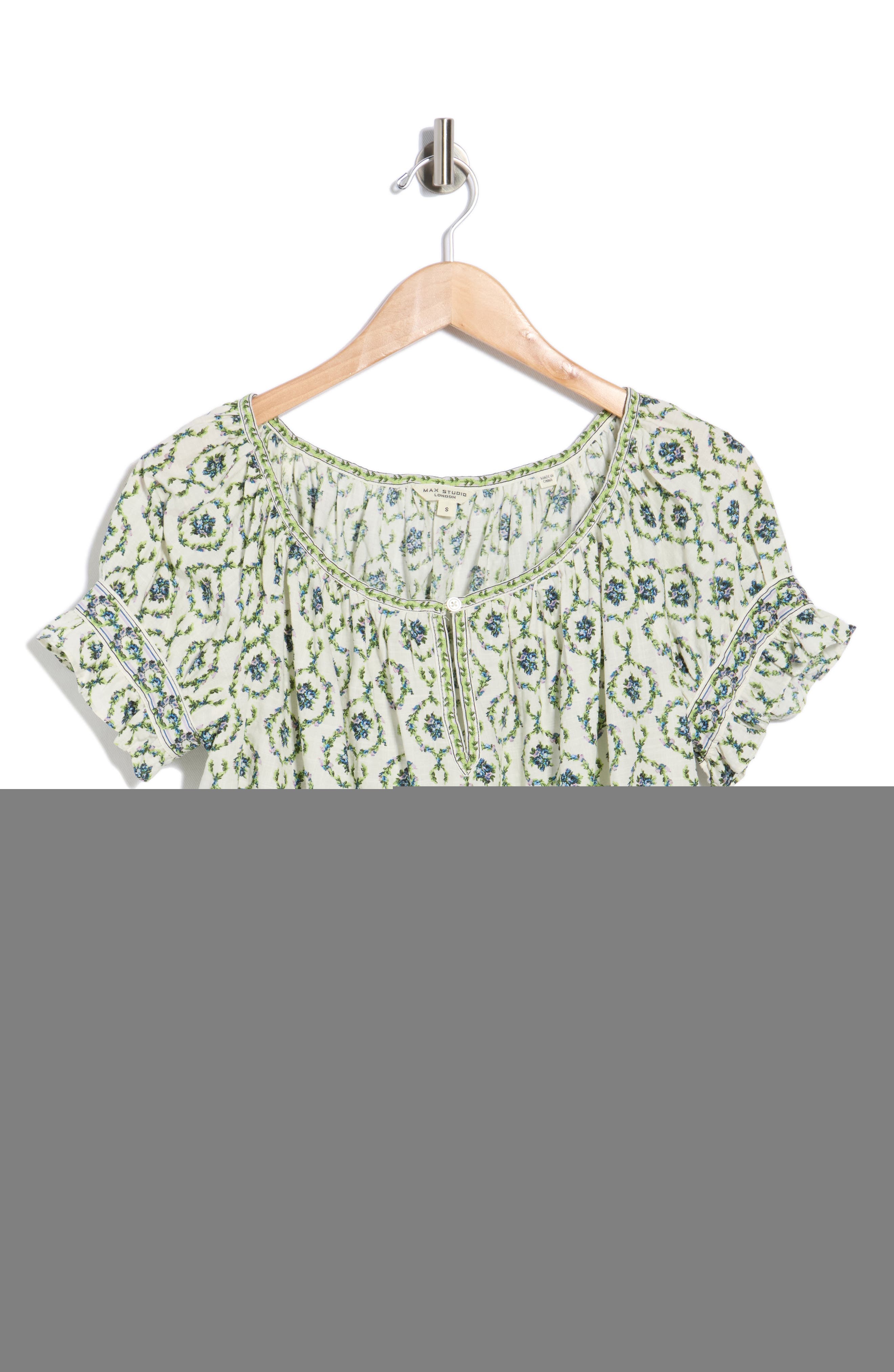 MAX STUDIO Split Neck Ruffle Sleeve Top