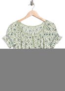 MAX STUDIO Split Neck Ruffle Sleeve Top