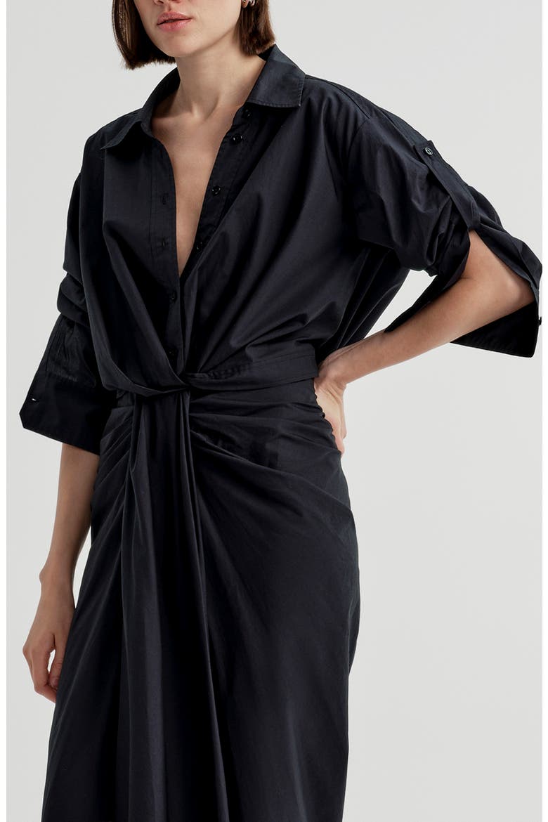Leo Twist Front Cotton Shirt, Alternate, color, EVENING BLUE