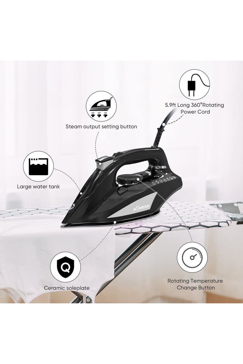 Steam Iron for Clothes, Alternate, color, Black