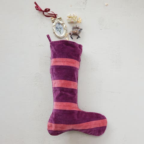 Striped Cotton Velvet Stocking
