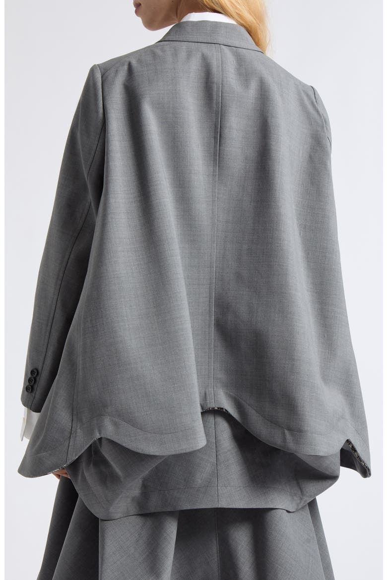 Scalloped Double Layer Wool Blend Blazer, Alternate, color, TOP GRAY