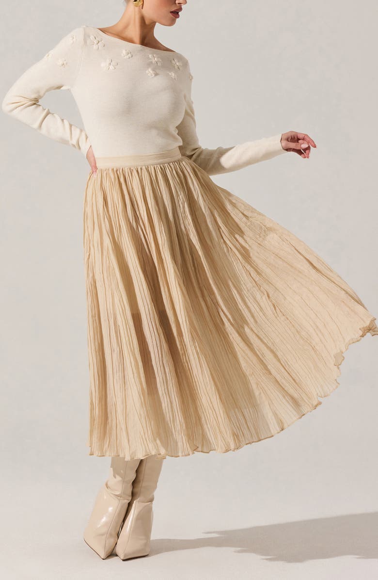 ASTR the Label Salome Pleated A-Line Midi Skirt, Alternate, color, Cream