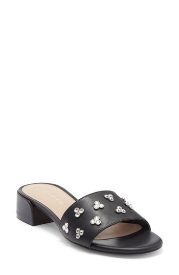 Stuart Weitzman Tammy Crystal Slide Sandal In Black