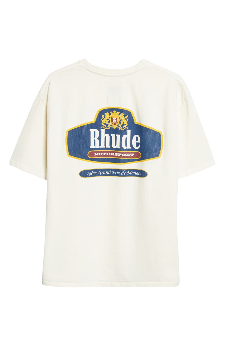 Rhude Racing Crest Graphic T-Shirt, Alternate, color, Vintage White/ Navy