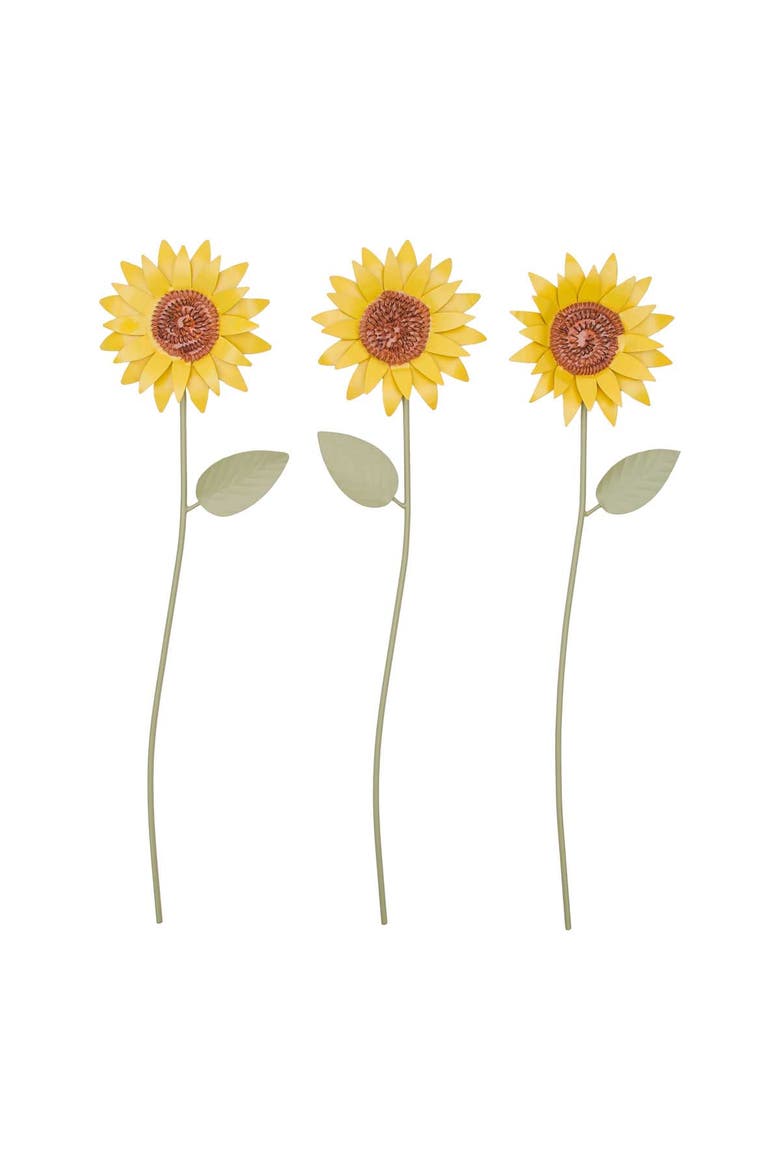 Sunflower Metal Floral Stems Set of 3, Main, color, Yellow