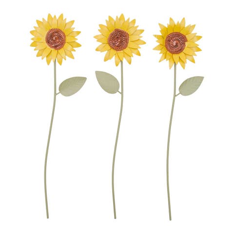 Sunflower Metal Floral Stems Set of 3