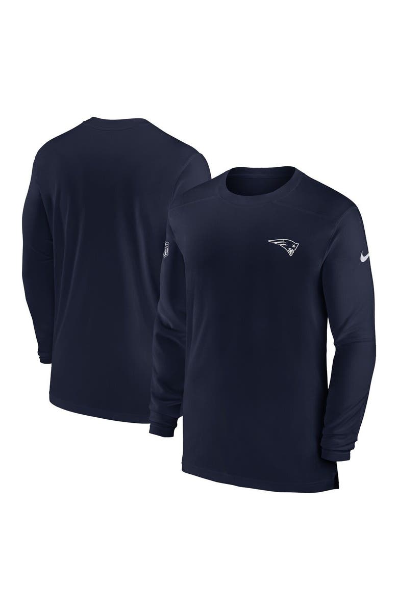 Nike Men's Nike Navy New England Patriots Sideline Coach Performance Long Sleeve T-Shirt, Alternate, color, 
