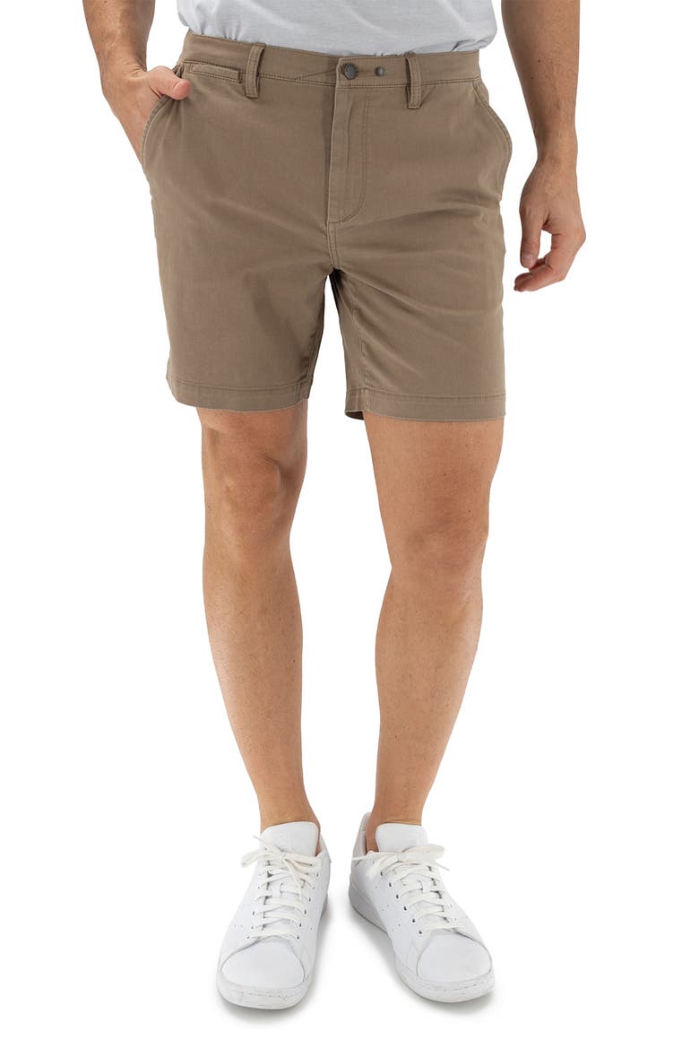 7-Inch Performance Stretch Chino Shorts, Main, color, DARK BEIGE/ KHAKI