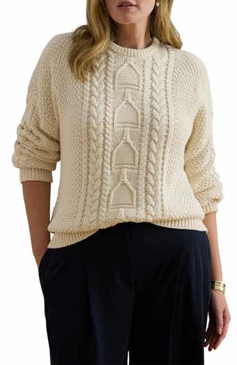 Rexden Cable Stitch Cotton Crewneck Sweater