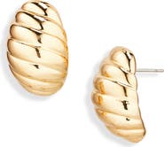 Cara Ribbed Button Stud Earrings