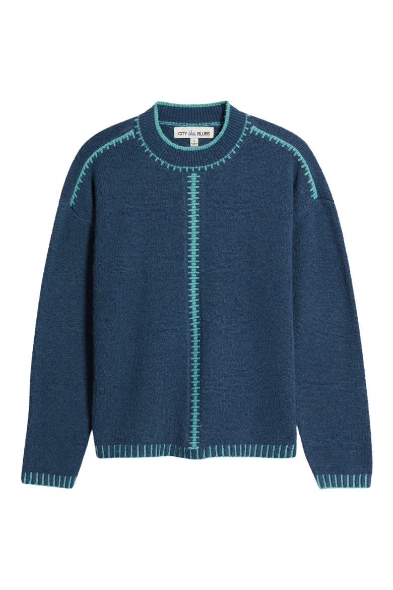 Blanket Stitch Sweater, Alternate, color, CADET BLUE