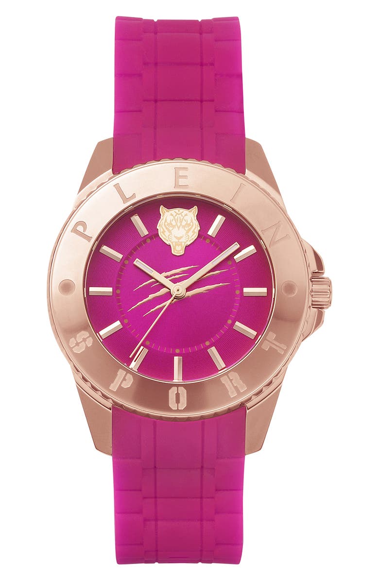 PLEIN SPORT Glam Silicone Strap Watch, 40mm, Main, color, 