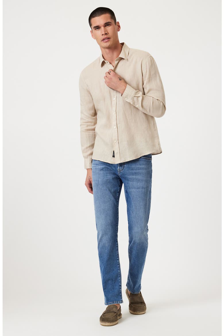 Long Sleeve Linen Button-Up Shirt, Alternate, color, FEATHER GRAY