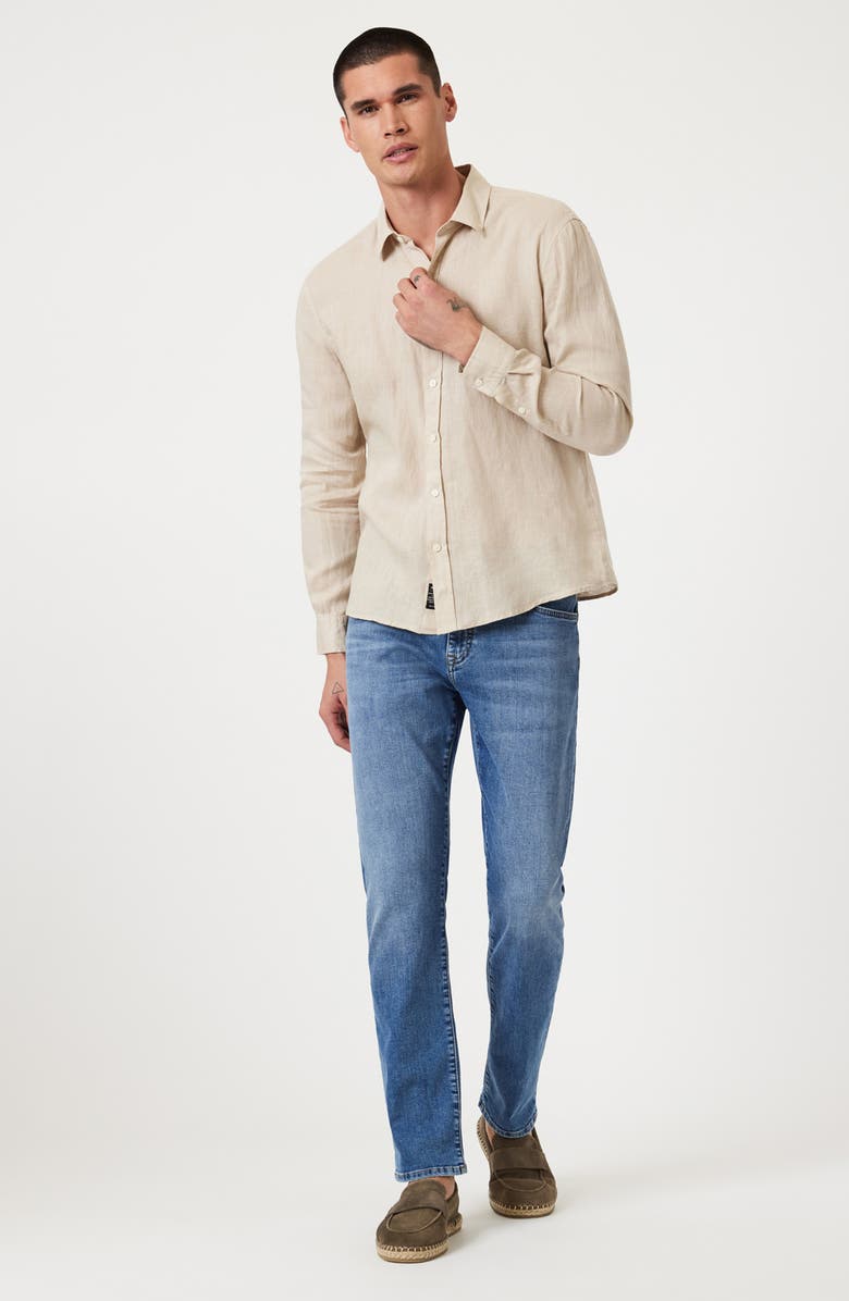 Mavi Jeans Long Sleeve Linen Button-Up Shirt, Alternate, color, Feather