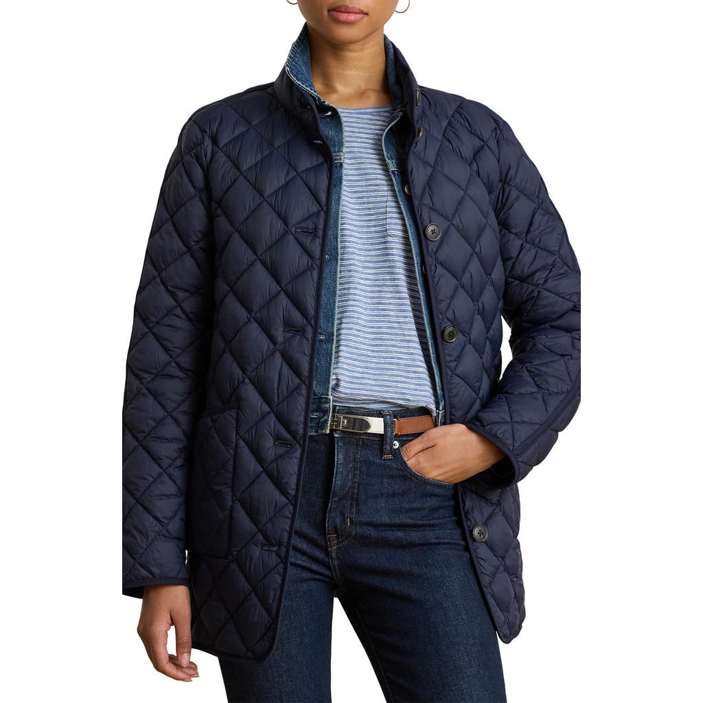 Ralph Lauren Lauren Diamond Quilted Puffer Jacket In Black