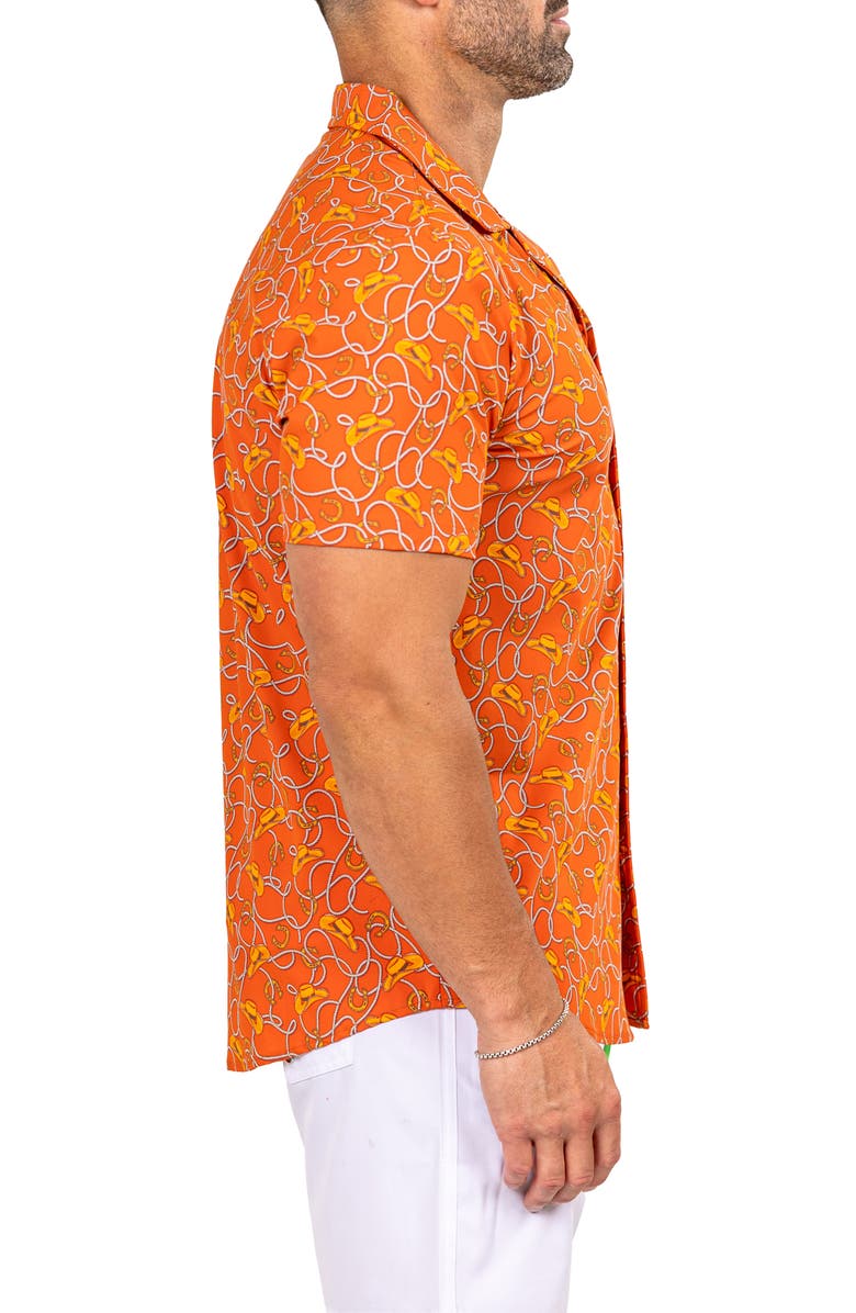 Maceoo Marthy Orange Camp Shirt, Alternate, color, 