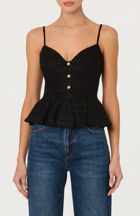 ASTR the Label Paislee Texture Peplum Top