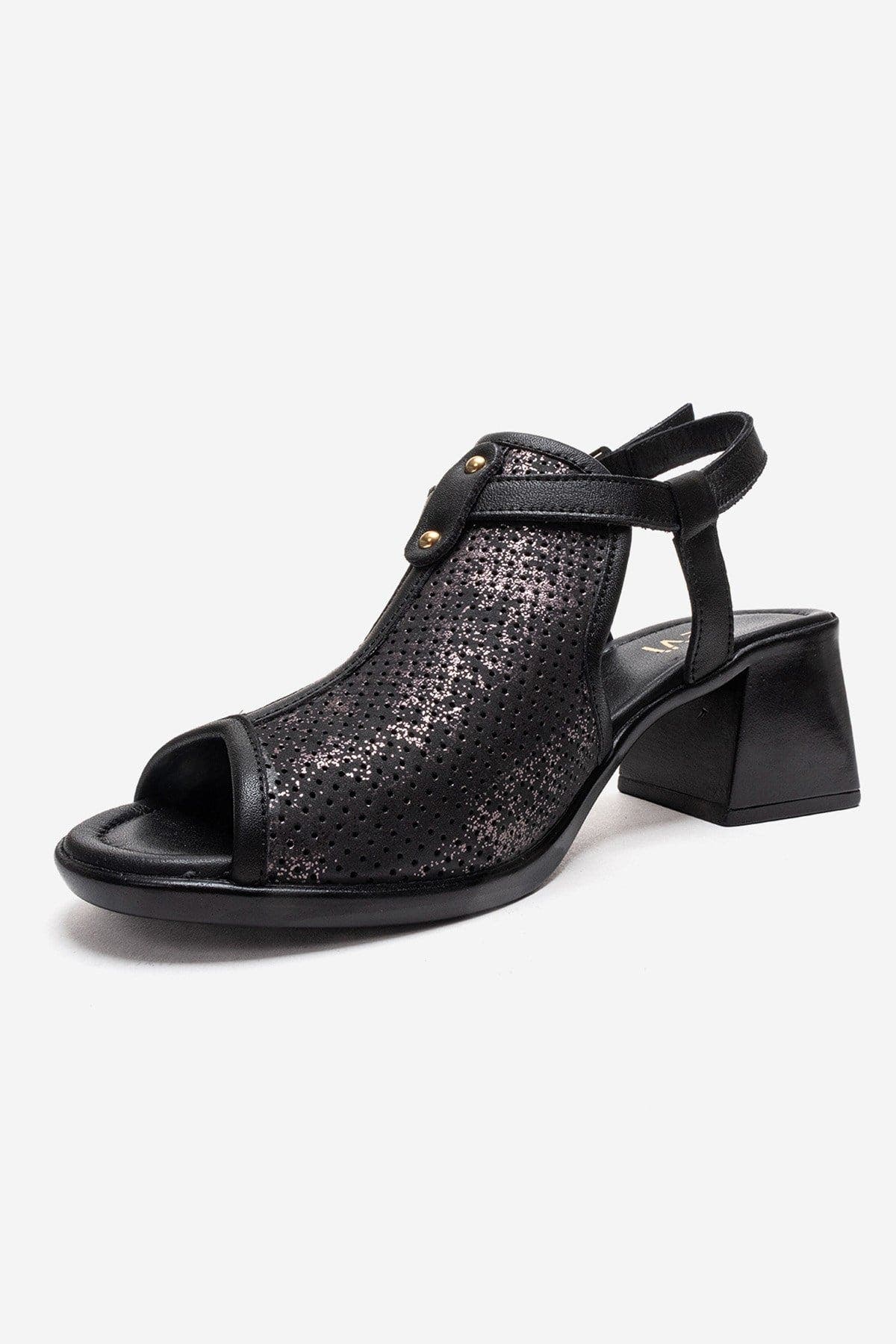 Janelle Leather Block Heel Sandal, Alternate, color, Black