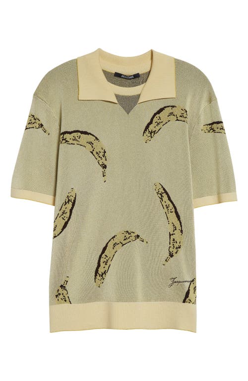 Jacquemus Crew Neck Graphic Print Polo Shirt In Banana Jacquard Yellow