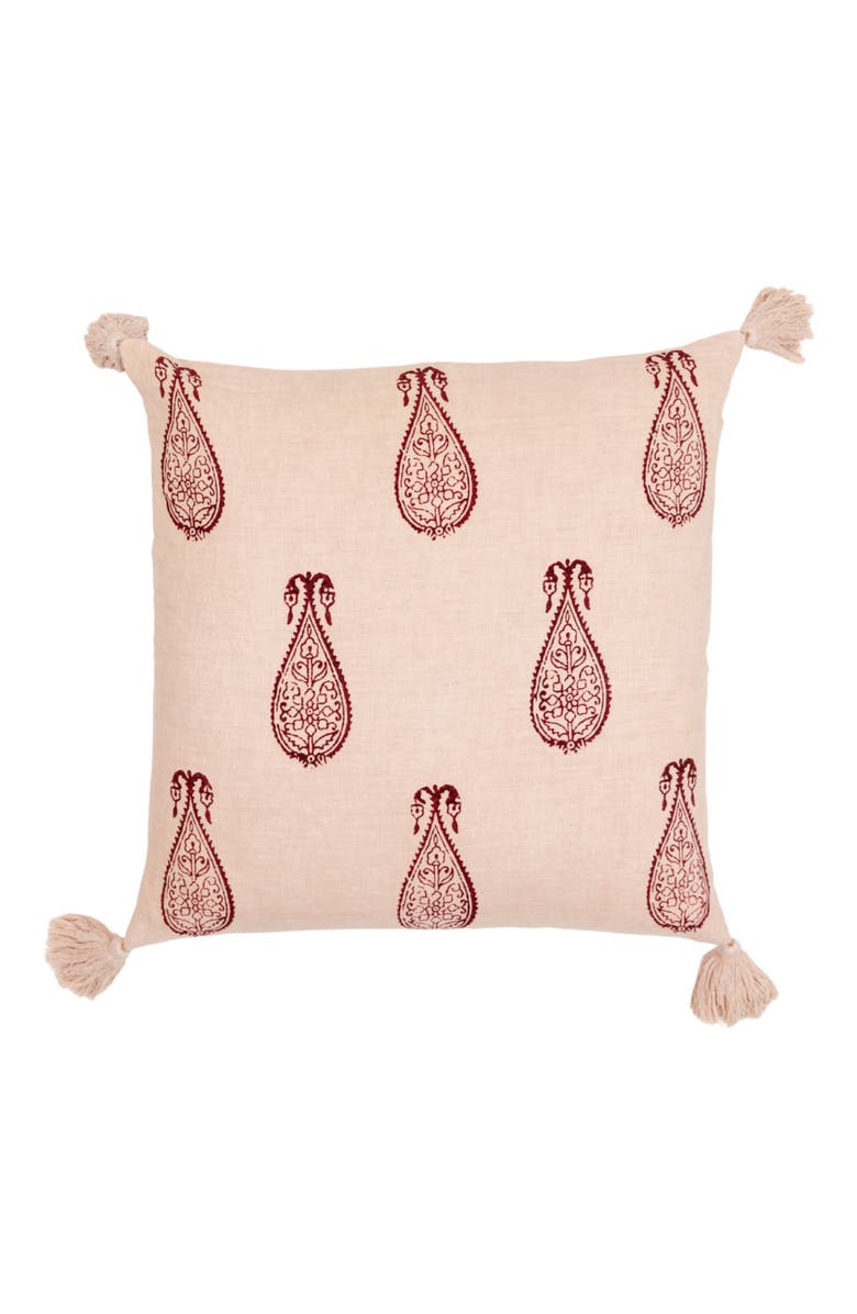 Alamwar Samodh Plum Decorative Pillow Cover with Tassels, Main, color, Plum