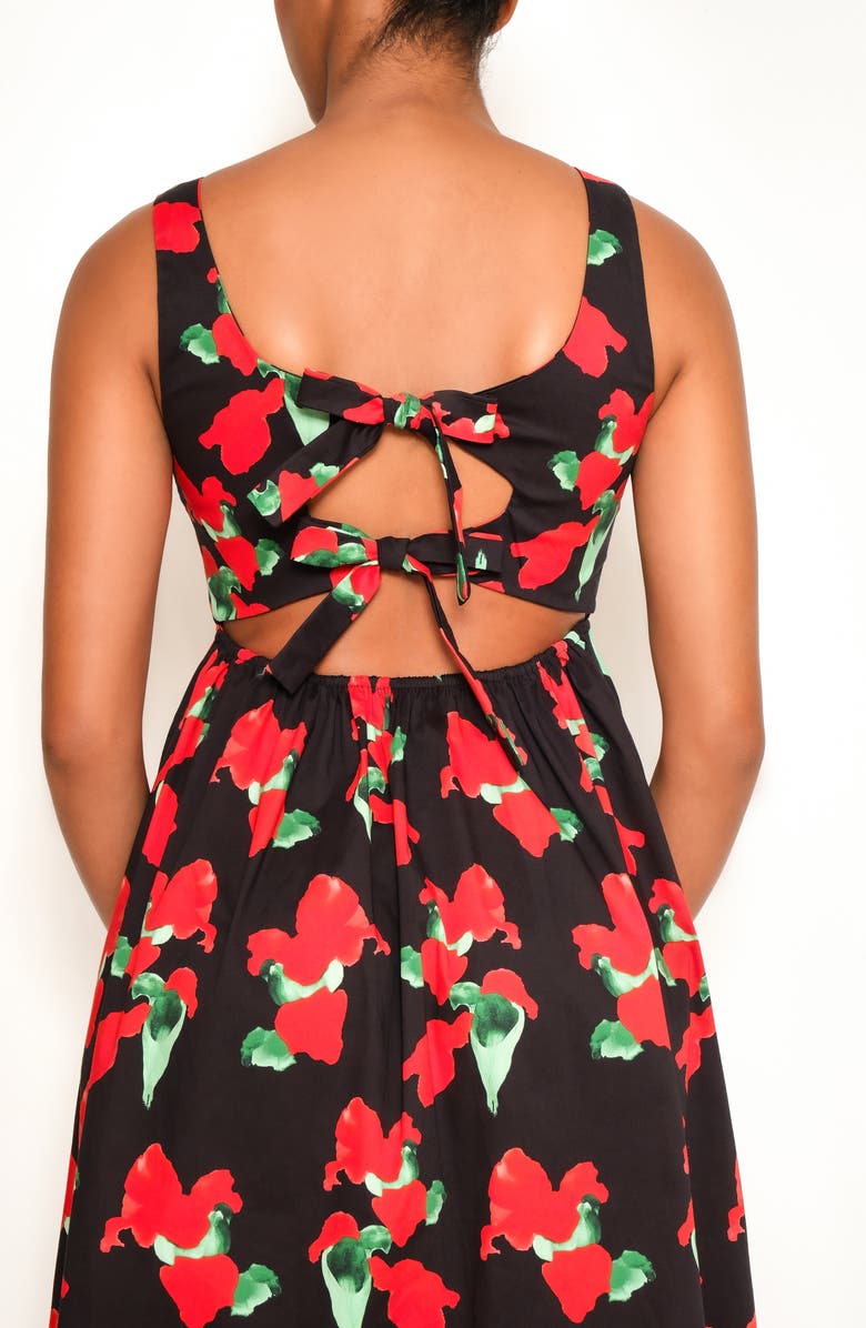 The Lulo Project Breeze Stretch Cotton Sundress, Alternate, color, Orange Bloom Black