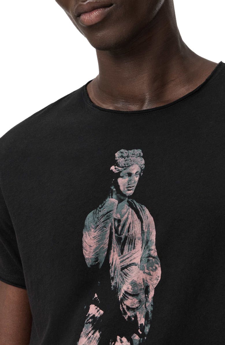 John Varvatos Sculpture Raw Edge Cotton Graphic T-Shirt, Alternate, color, Black