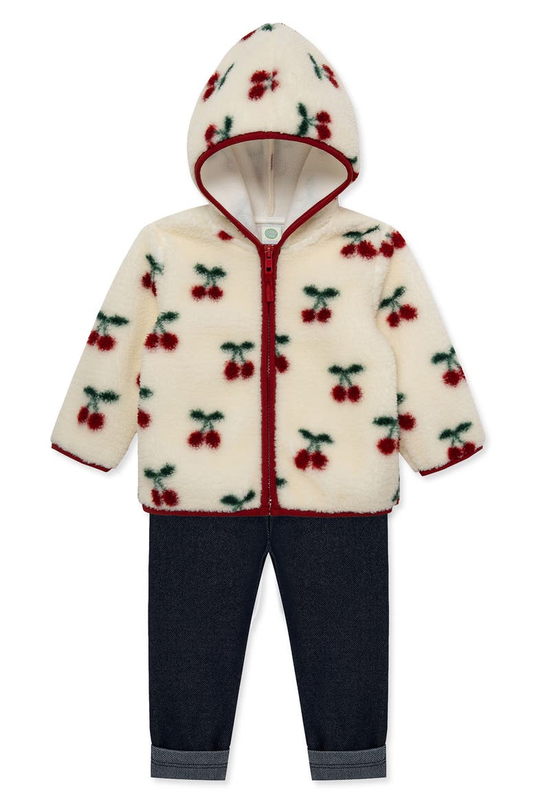 3-Piece Cherry-Print Fleece Jacket, Ribbed Tee & Leggings Set, Alternate, color, OFF WHITE PRINT
