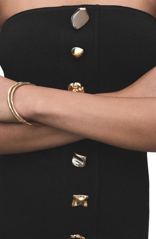 Mango Strapless Dress With Jewel Buttons Black In Black