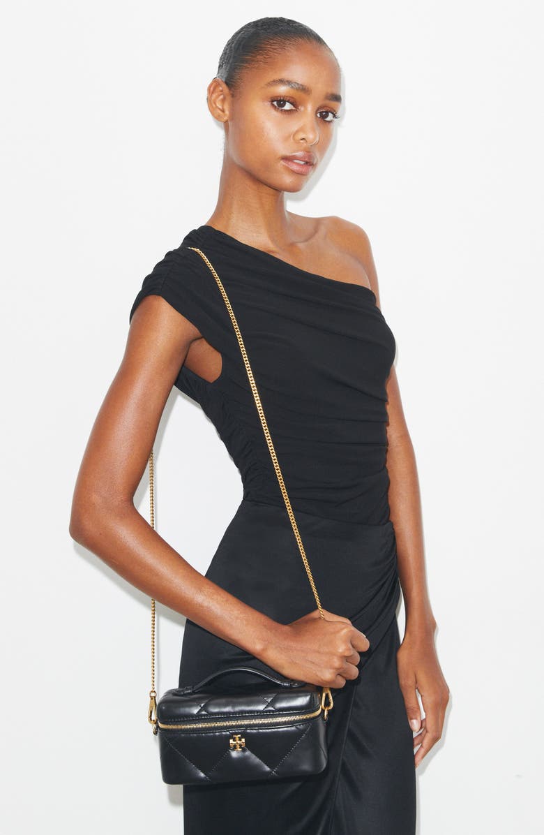 Tory Burch Kira East/West Vanity Case, Alternate, color, Black