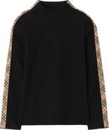 Burberry Long-sleeve Check Trim Cotton Top